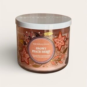 Bath & Body Works Snowy Peach Berry 3 wick Candle 14oz. ~New~